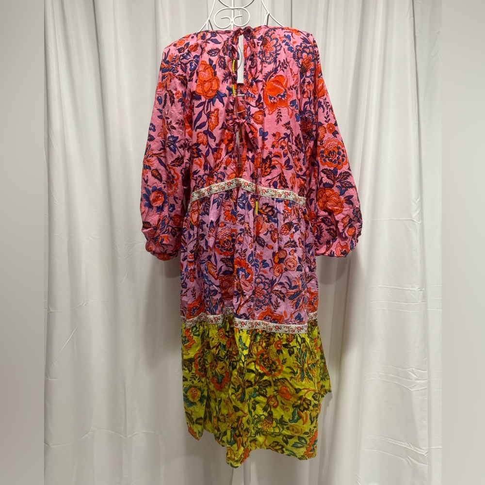 Anthropologie colorblock floral midi dress - Picture 2 of 3